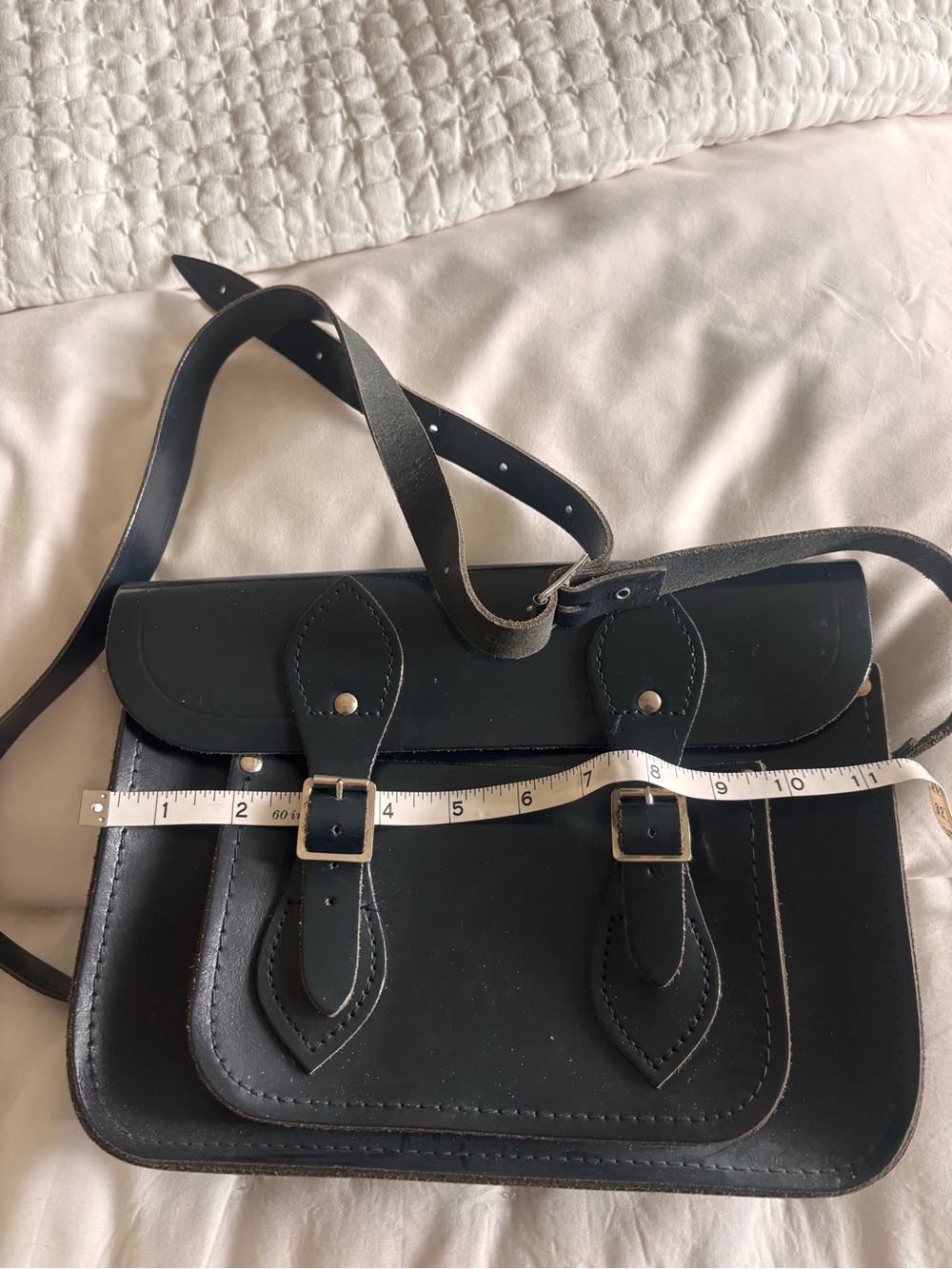 The Cambridge Satchel Company Navy Blue Leather Crossbody Satchel - Picture 3 of 4